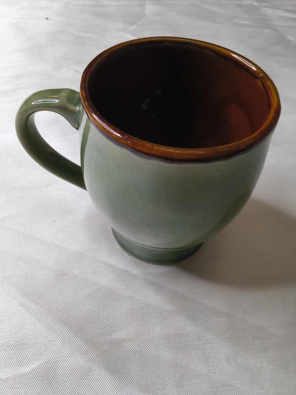 Two-Tone Green and Brown Ceramic Coffee Mug